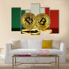 Physical version of Bitcoin and Italy Flag multi panel canvas wall art