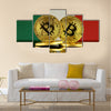 Physical version of Bitcoin and Italy Flag multi panel canvas wall art