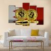 Physical version of Bitcoin and Bahrain Flag multi panel canvas wall art