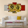 Physical version of Bitcoin and Bahrain Flag multi panel canvas wall art