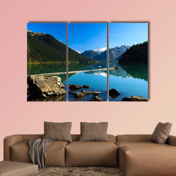 Mountain reflection on Cheakamus Lake at fall Multi panel canvas wall art