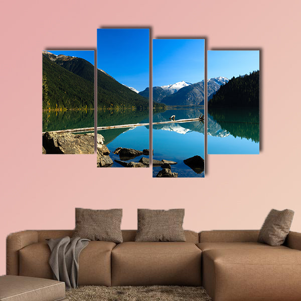 Mountain reflection on Cheakamus Lake at fall Multi panel canvas wall art