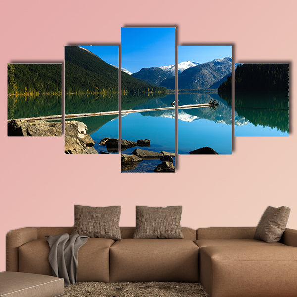 Mountain reflection on Cheakamus Lake at fall Multi panel canvas wall art
