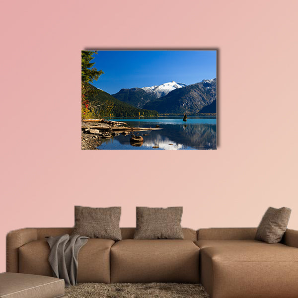 Mountain reflection on Cheakamus Lake at fall Multi panel canvas wall art