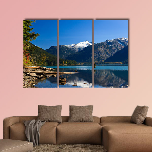 Mountain reflection on Cheakamus Lake at fall Multi panel canvas wall art