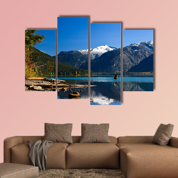Mountain reflection on Cheakamus Lake at fall Multi panel canvas wall art