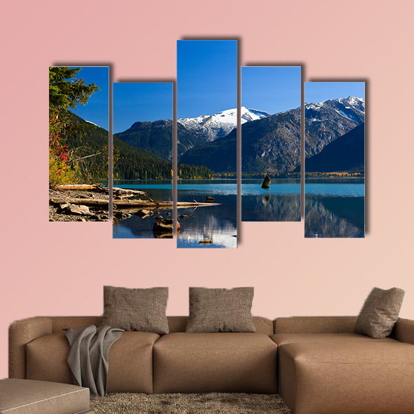 Mountain reflection on Cheakamus Lake at fall Multi panel canvas wall art