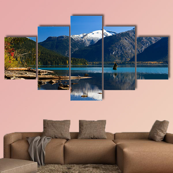 Mountain reflection on Cheakamus Lake at fall Multi panel canvas wall art