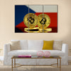 Physical version of Bitcoin and Czech Republic Flag multi panel canvas wall art