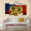 Physical version of Bitcoin and Czech Republic Flag multi panel canvas wall art