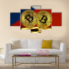 Physical version of Bitcoin and Czech Republic Flag multi panel canvas wall art