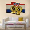 Physical version of Bitcoin and Croatia Flag multi panel canvas wall art