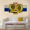 Physical version of Bitcoin and Croatia Flag multi panel canvas wall art