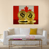 Physical version of Bitcoin and Canada Flag multi panel canvas wall art