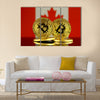 Physical version of Bitcoin and Canada Flag multi panel canvas wall art