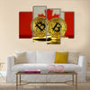 Physical version of Bitcoin and Canada Flag multi panel canvas wall art