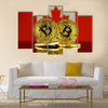 Physical version of Bitcoin and Canada Flag multi panel canvas wall art