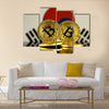 Physical version of Bitcoin and South Korea Flag multi panel canvas wall art