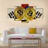 Physical version of Bitcoin and South Korea Flag multi panel canvas wall art