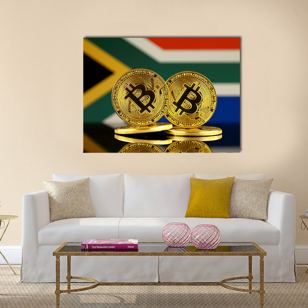Copy of Physical version of Bitcoin South Africa Flag multi panel canvas wall art