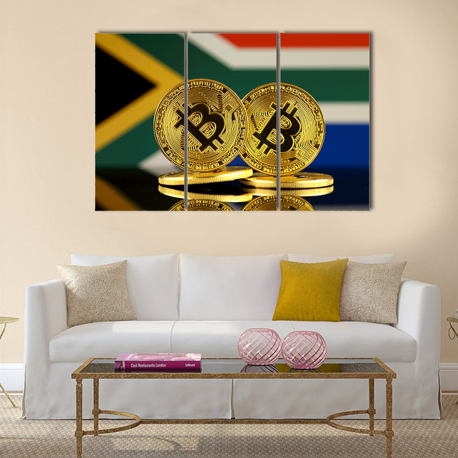 Copy of Physical version of Bitcoin South Africa Flag multi panel canvas wall art