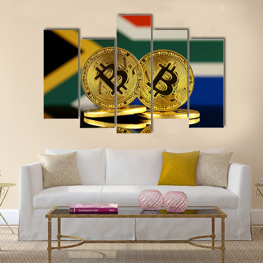 Copy of Physical version of Bitcoin South Africa Flag multi panel canvas wall art