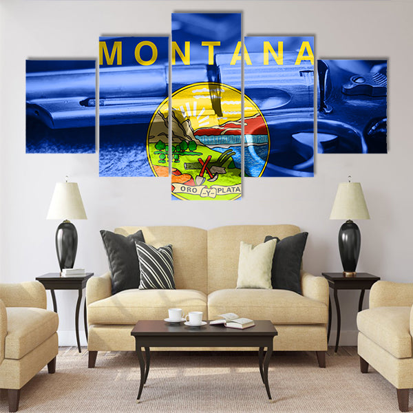 Montana flag (U.S. state) Gun Control USA Multi panel canvas wall art