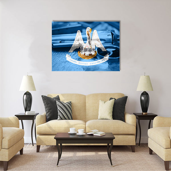 Louisiana flag (U.S. state) Gun Control USA Multi panel canvas wall art