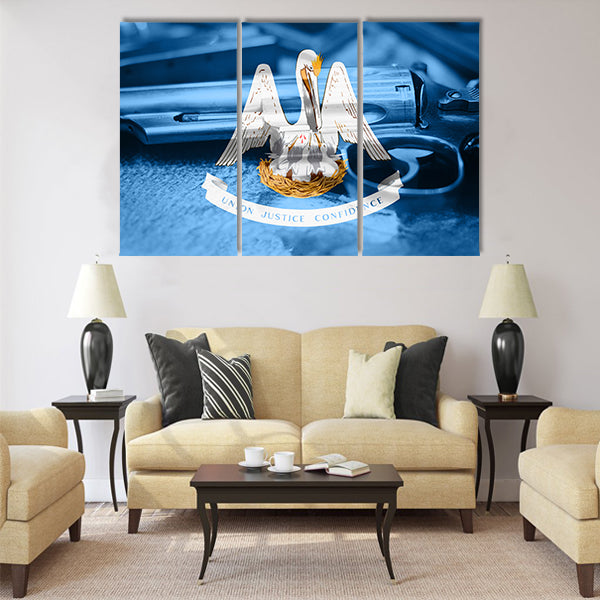Louisiana flag (U.S. state) Gun Control USA Multi panel canvas wall art