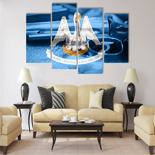Louisiana flag (U.S. state) Gun Control USA Multi panel canvas wall art