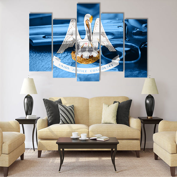 Louisiana flag (U.S. state) Gun Control USA Multi panel canvas wall art
