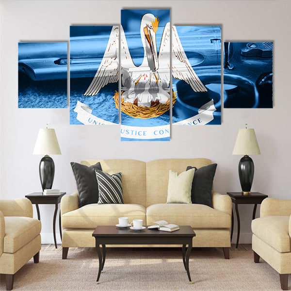 Louisiana flag (U.S. state) Gun Control USA Multi panel canvas wall art