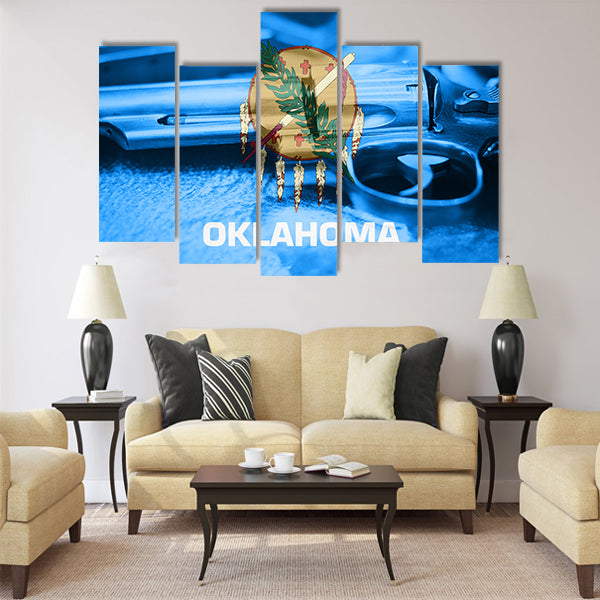 Oklahoma flag (U.S. state) Gun Control USA Multi panel canvas wall art