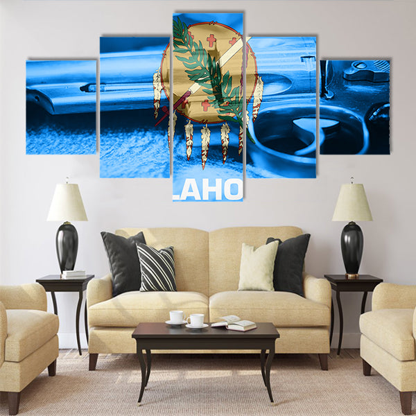 Oklahoma flag (U.S. state) Gun Control USA Multi panel canvas wall art
