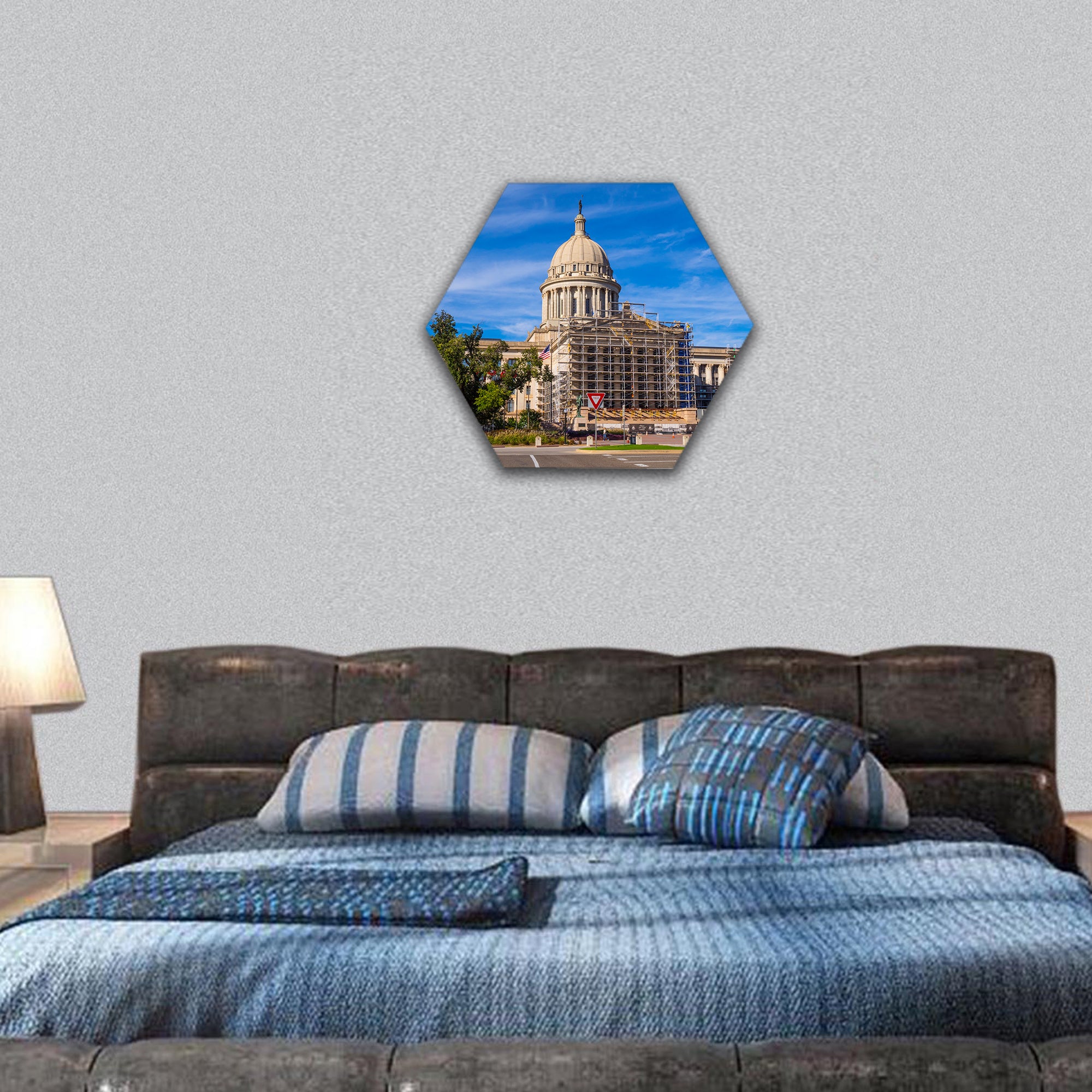 The State Capitol of Oklahoma in Oklahoma City hexagonal canvas wall art