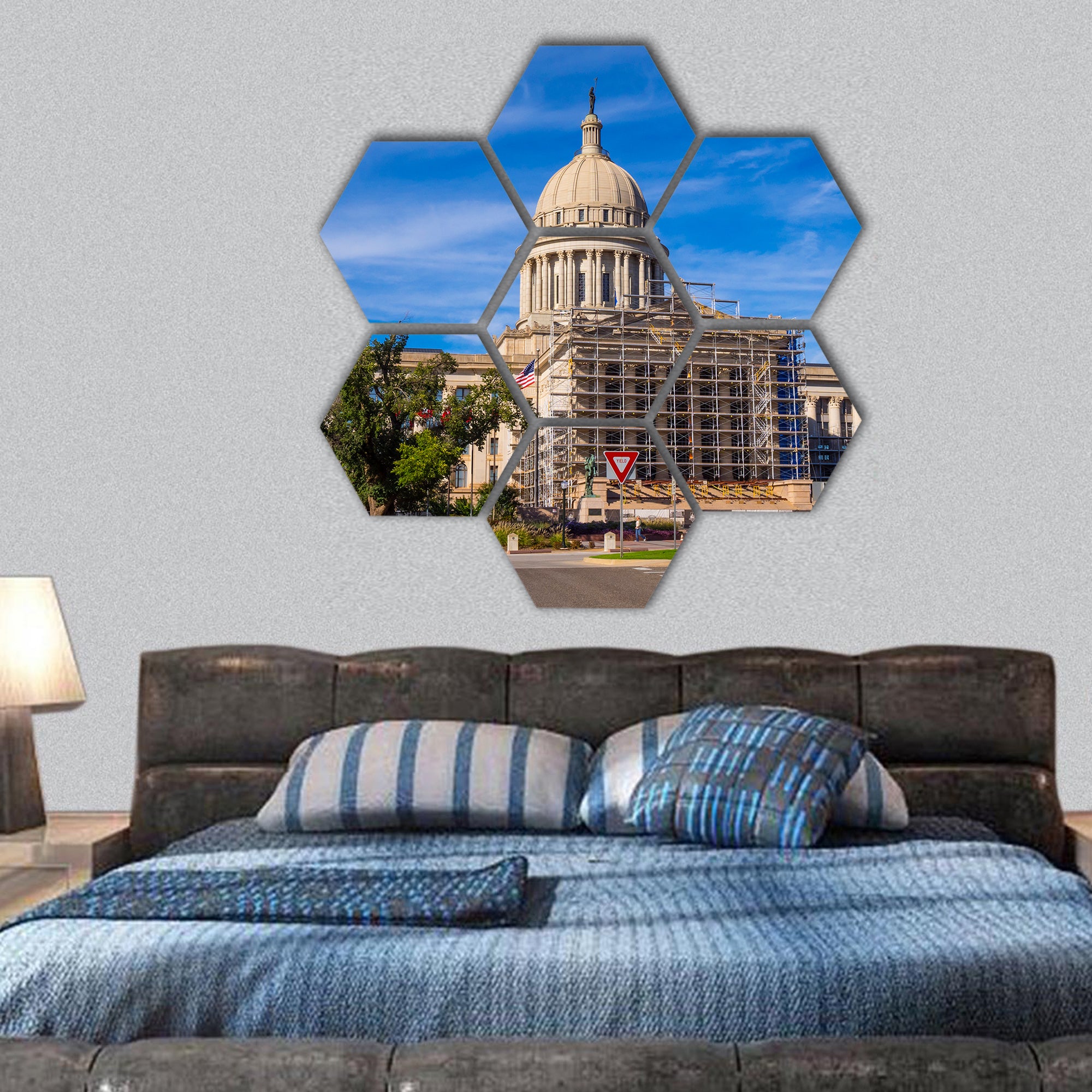The State Capitol of Oklahoma in Oklahoma City hexagonal canvas wall art