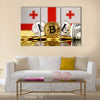 Physical version of Bitcoin Georgia  Flag multi panel canvas wall art