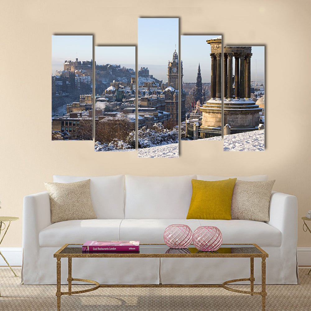 Edinburgh winter city view  Multi panel canvas wall art Success