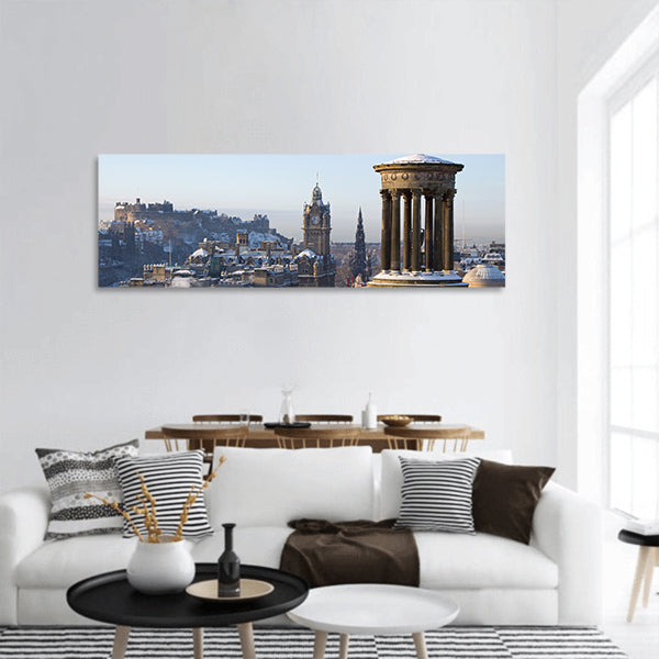 Scott monument and Balmoral clock tower Panoramic Canvas Wall Art