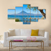 Wooden pier at Lake Atitlan on the shore at Panajachel, Guatemala Multi panel canvas wall art