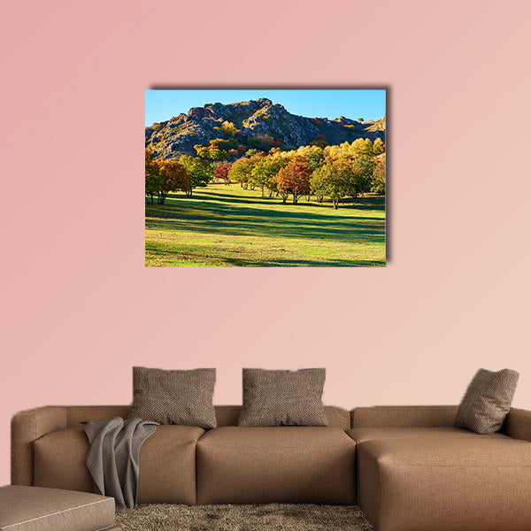 The autumn steppe sun setting multi panel canvas wall art