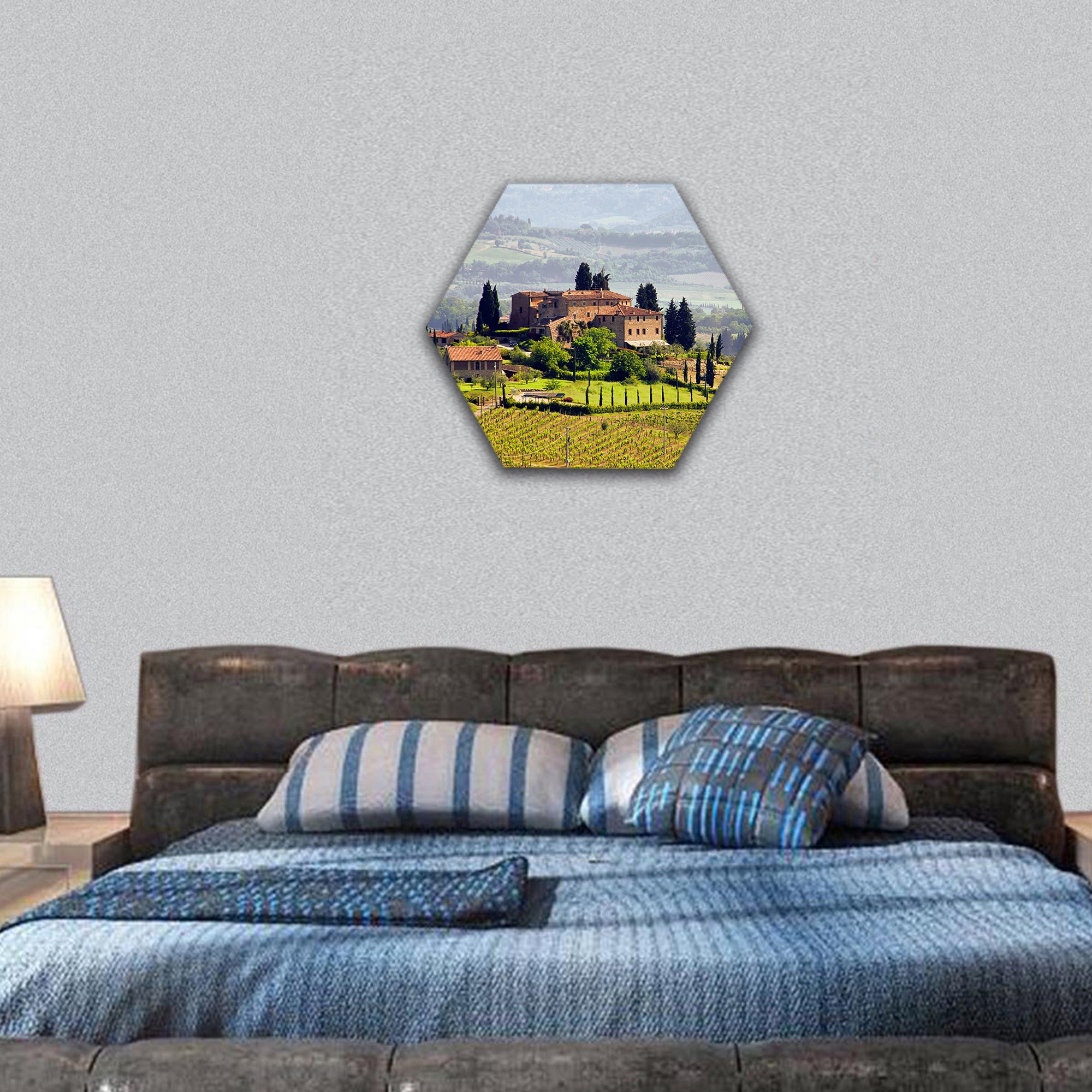 Tuscany vineyard hexagonal canvas wall art
