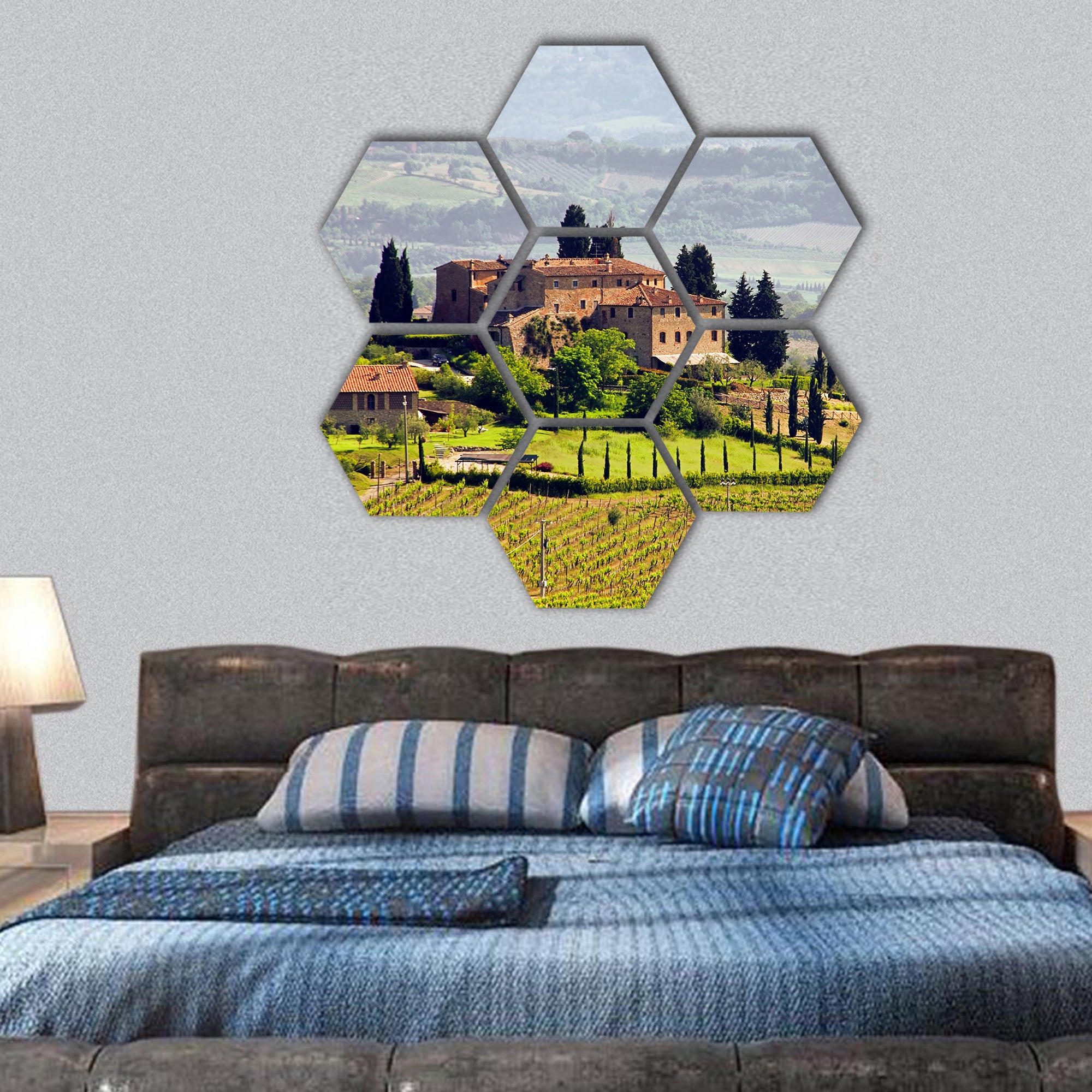 Tuscany vineyard hexagonal canvas wall art