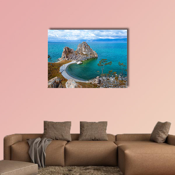 Beautiful View of the Sacred Siberian stone Shamanka at Cape Burhan, multi panel canvas wall art