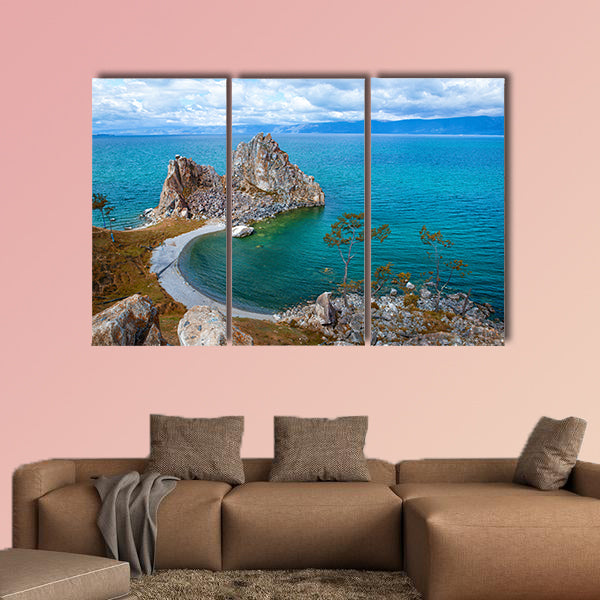 Beautiful View of the Sacred Siberian stone Shamanka at Cape Burhan, multi panel canvas wall art