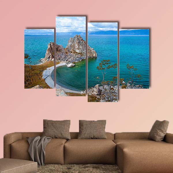 Beautiful View of the Sacred Siberian stone Shamanka at Cape Burhan, multi panel canvas wall art