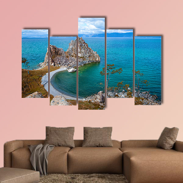 Beautiful View of the Sacred Siberian stone Shamanka at Cape Burhan, multi panel canvas wall art