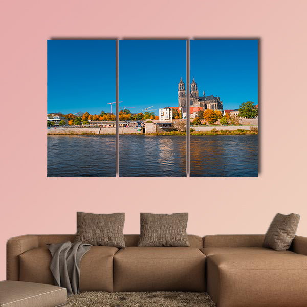 Golden autumn in Magdeburg, Germany multi panel canvas wall art