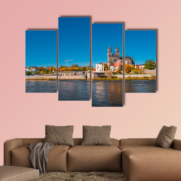Golden autumn in Magdeburg, Germany multi panel canvas wall art