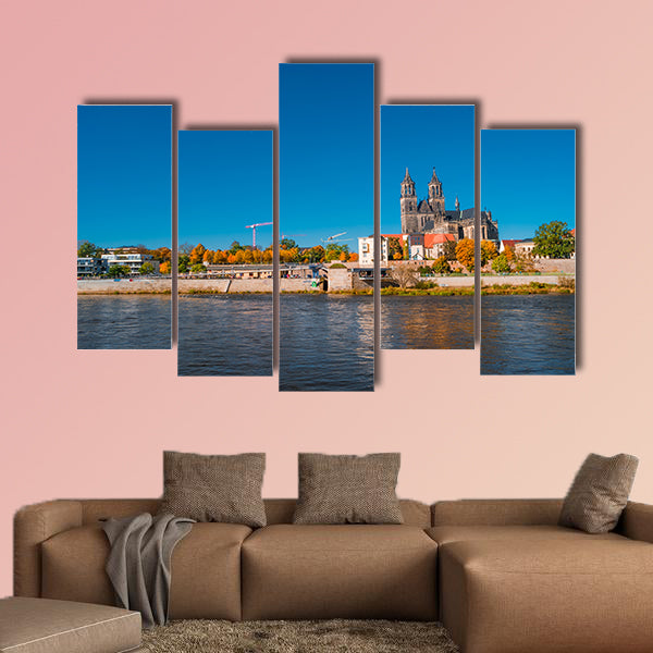 Golden autumn in Magdeburg, Germany multi panel canvas wall art